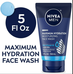 NIVEA Men Maximum Hydration Moisturizing Face Wash – 5 fl oz, Hydrating Daily Cleanser for Men